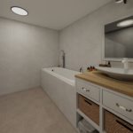 Easy SN 145 Blick ins Badezimmer auf die Badewanne