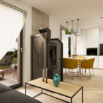 ST Easy 50 – KGH Wien Wohnzimmer mit Blick auf den Herd und die Küche